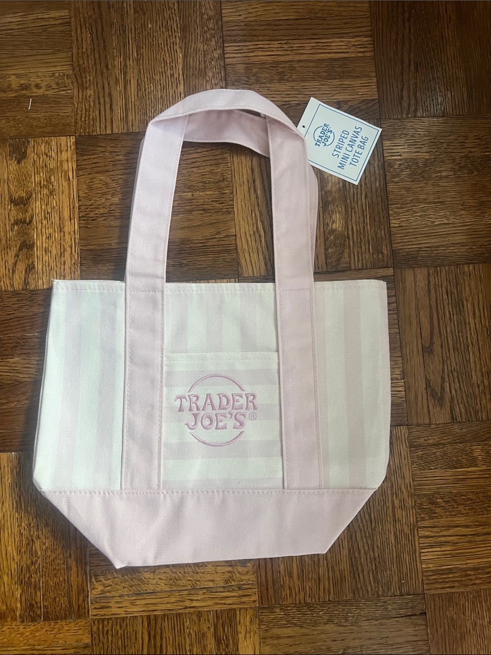 TRADER JOE’S Pink Stripe Canvas Tote Bag